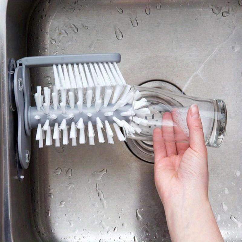 Cup Scrubber Glass Cleaner Lazy Bottles Brush Sink Kitchen Accessories 2 in 1 Drink Suction Cup Cleaning Brush Gadgets