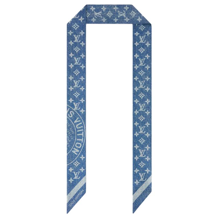 

Louis Vuitton Denim Stamp BB Spray Printed Silk Headband Women accessories Blue M98004 Box+Shopping Bag