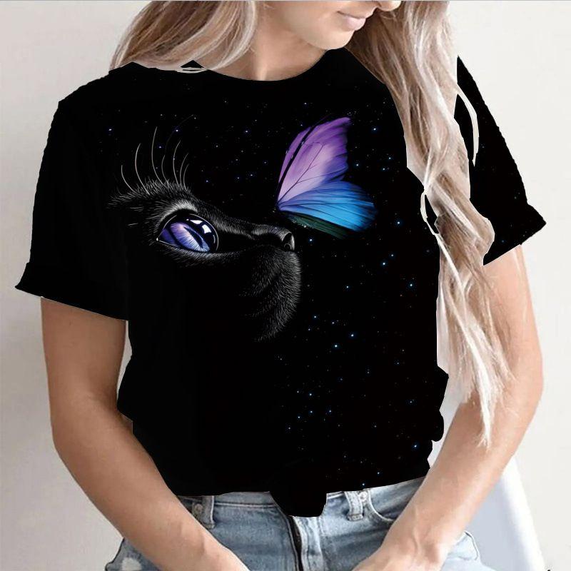 Women's T-shirt with round neck and short sleeves
