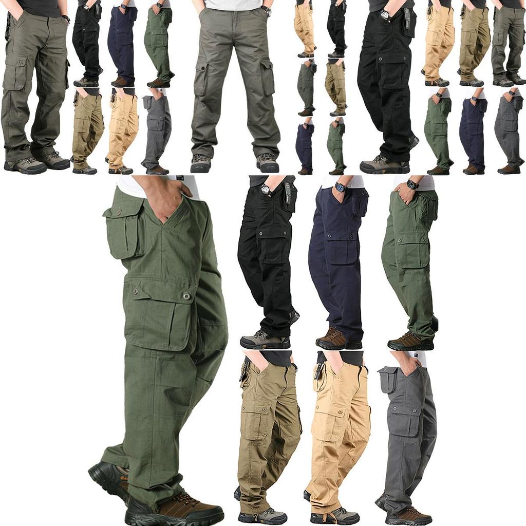 Comfortable Men's Cargo Pocket Work Pants For Casual Hiking And Outdoor Activities