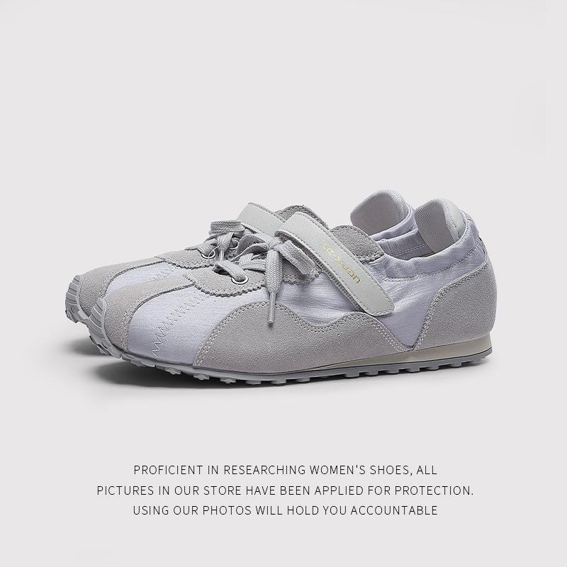 Niche Splicing Pair Of Shoelaces LowTop Casual Sports Shoes Women'S Round Head LaceUp Inner HeightIncreasing German Training Shoes