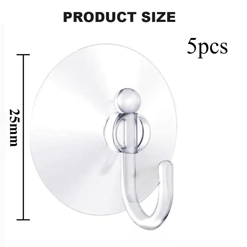 5/10/20pcsProfessional Transparent Suction Cup Plastic Hook for Bathroom and Kitchen Tiles