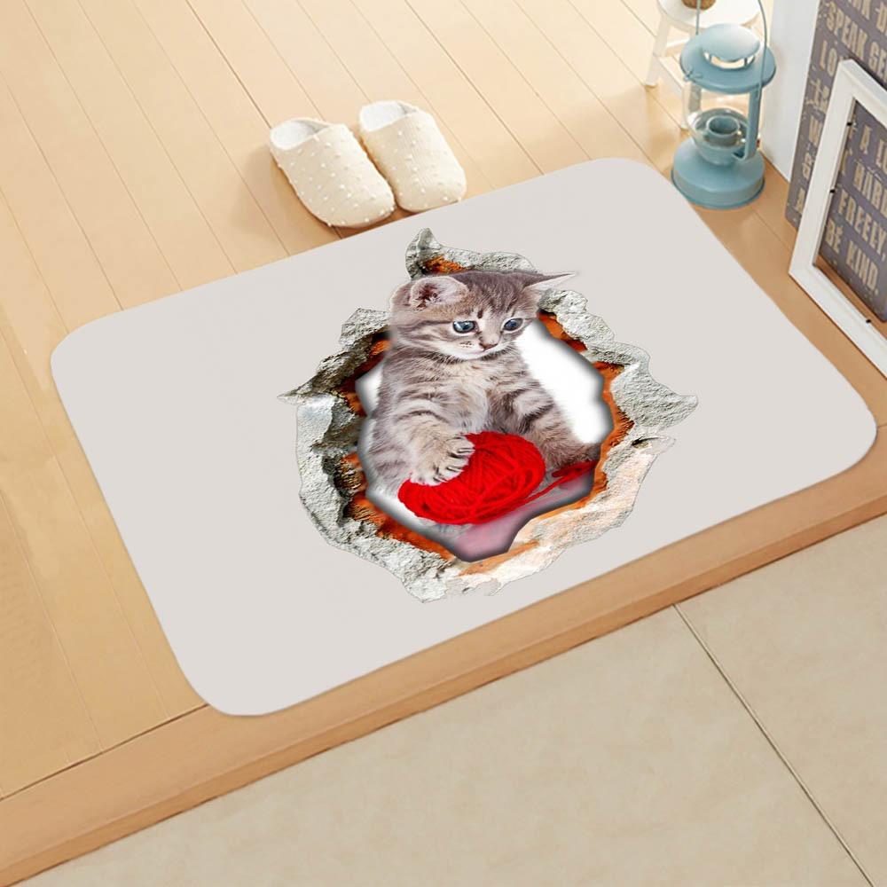 Cute Cat Dog  Pattern New Entrance Floor Mat Bathroom Absorbent Foot Door Mat Horror Skeleton Decoration Nonslip Area Foot Mats