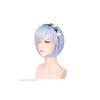 Premium Women Short Ram Rem Cosplay Wig With Stylish Adornment And Heat Resistant Synthetic Bob Hair