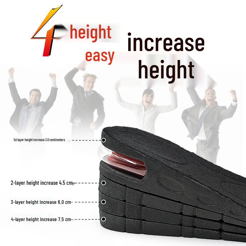 Height Boosting Sports Insoles: Shock-Absorbing, Invisible Air Cushion with Three-Layer, Four-Layer, and Half Pad Options for Men and Women
