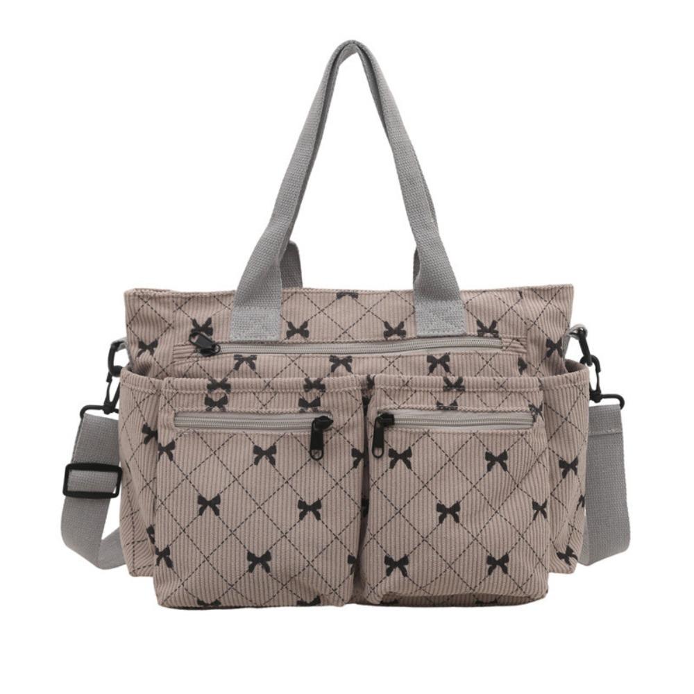 Bowknot Print Women's Shoulder Bag Large Capacity Commuting Handbag Underarm Tote Bag School