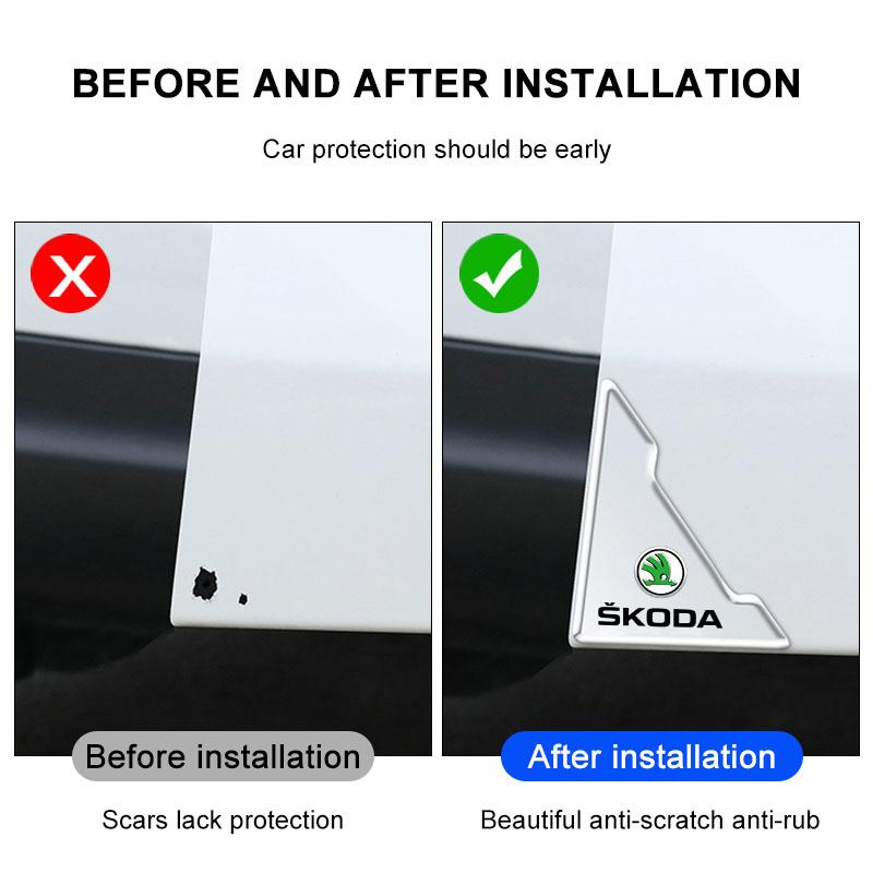 2Pc Car Door Corner Cover Anti-Scratch Protection Sticker Styling for Skoda SCALA Superb Octavia 2 3 A4 A5 Fabia Kamiq Kapoq Kodiaq Rapid