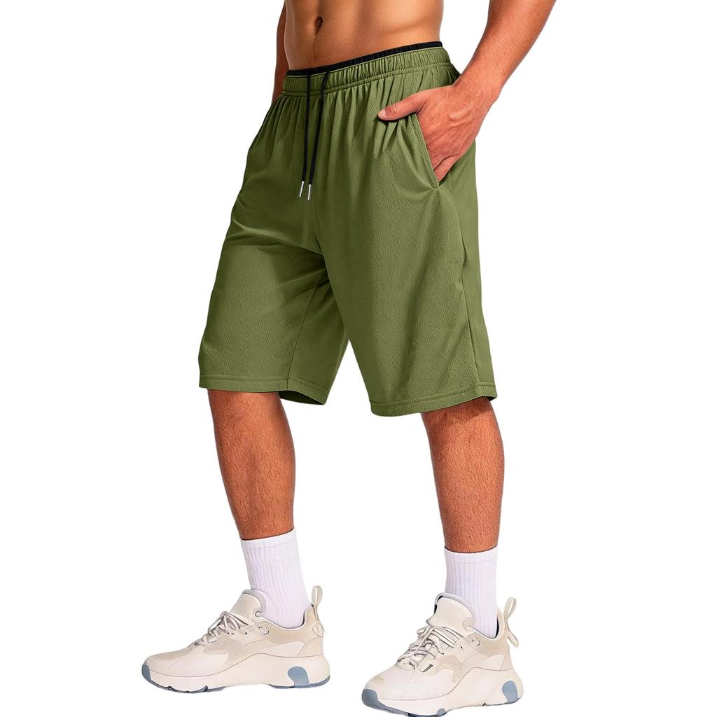 Men's Athletic Running Shorts with Zipper Pocket Lightweight Quick Dry Gym Shorts Casual Beachwear Five Inch Inseam