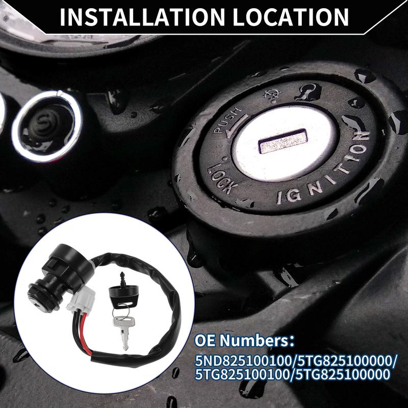 X Autohaux Ignition Key Switch No.5ND825100100 for Yamaha YFZ450 2004-2009, 2012-2013