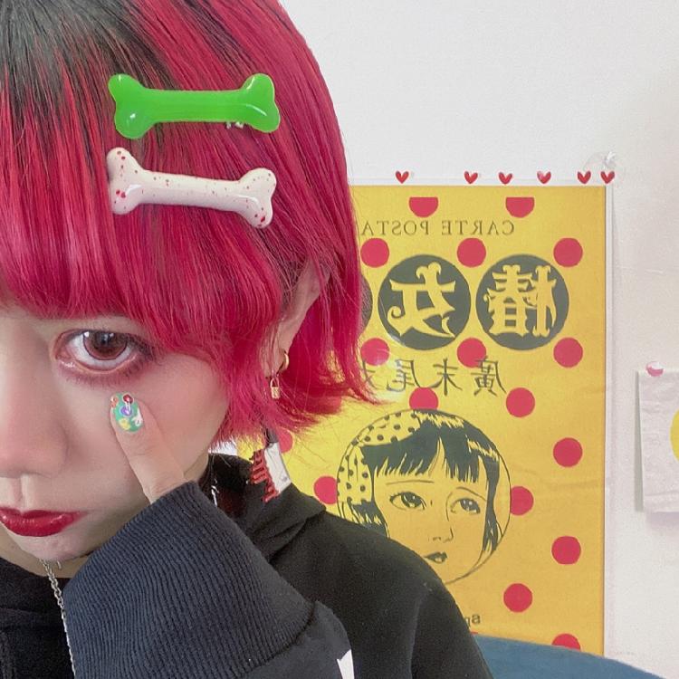 Dog Bone Hairpin Gothic Duckbill Side Clips Halloween Barrette Bangs Costume