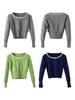 Women's Slim Lace Trim Bow Knitwear Sweater - Solid Color, Spring/Autumn.