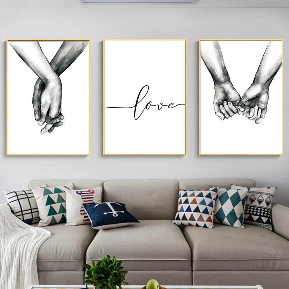 3Pcs 21x30cm Simple Abstract Drawing Hand Letter Wall Art Canvas Painting Picture Decoration