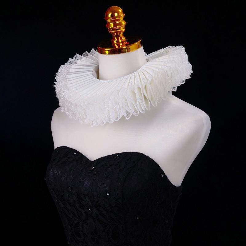 Comfortable Elizabethan Neck Ruff Victorian Ruffle Choker Adjustable Neck Ruff for Medieval Costume