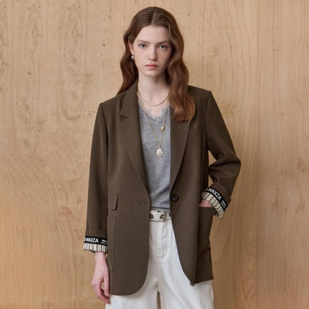 

Maxza Logo Lettering Back Slit Roll Up One Button Jacket Ce09qj301nh navy/FREE