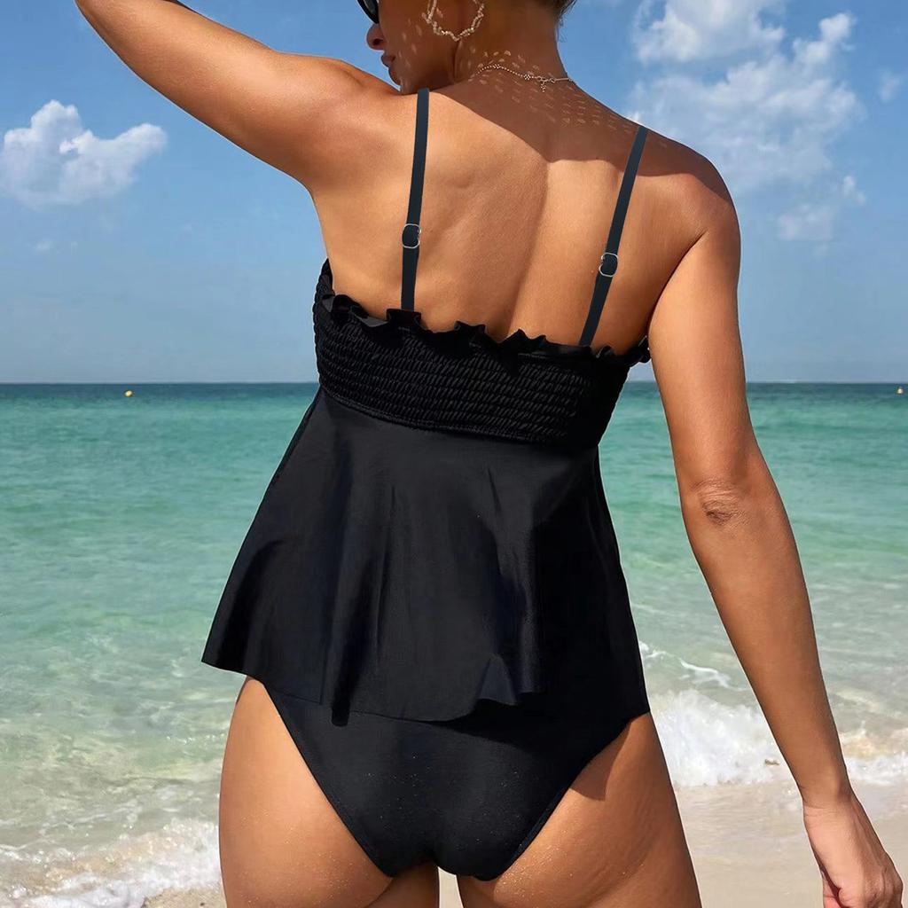Women's Split Sexy Black Skirt Sling Swimsuit