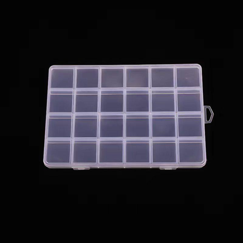 Multisize Anti-Stringing Grid Storage Box for Jewelry and Parts with Slotted Beaded Compartments