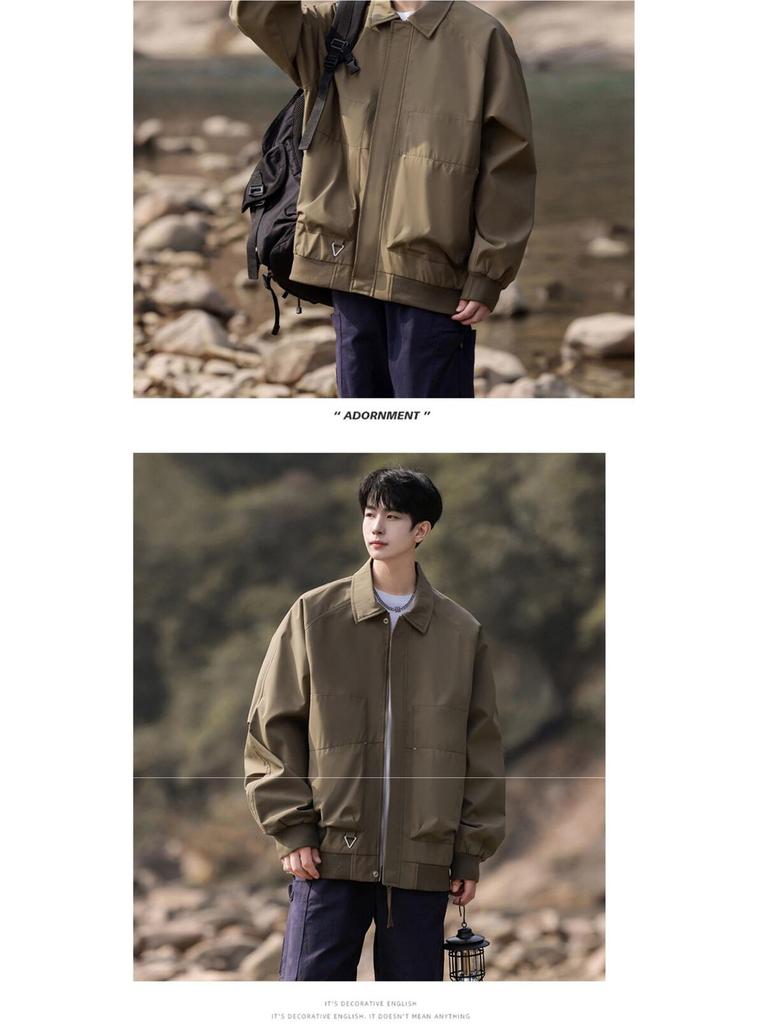 Men's Spring/Autumn Trendy Loose Turn-Down Collar Jacket - Teen Casual Coat with Free Shipping