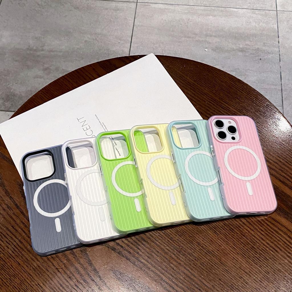 [2-in-1 skin feeling corrugated pattern magnetic attraction] Suitable for Apple 16E/16PRO mobile phone case skin feeling 15PROMAX