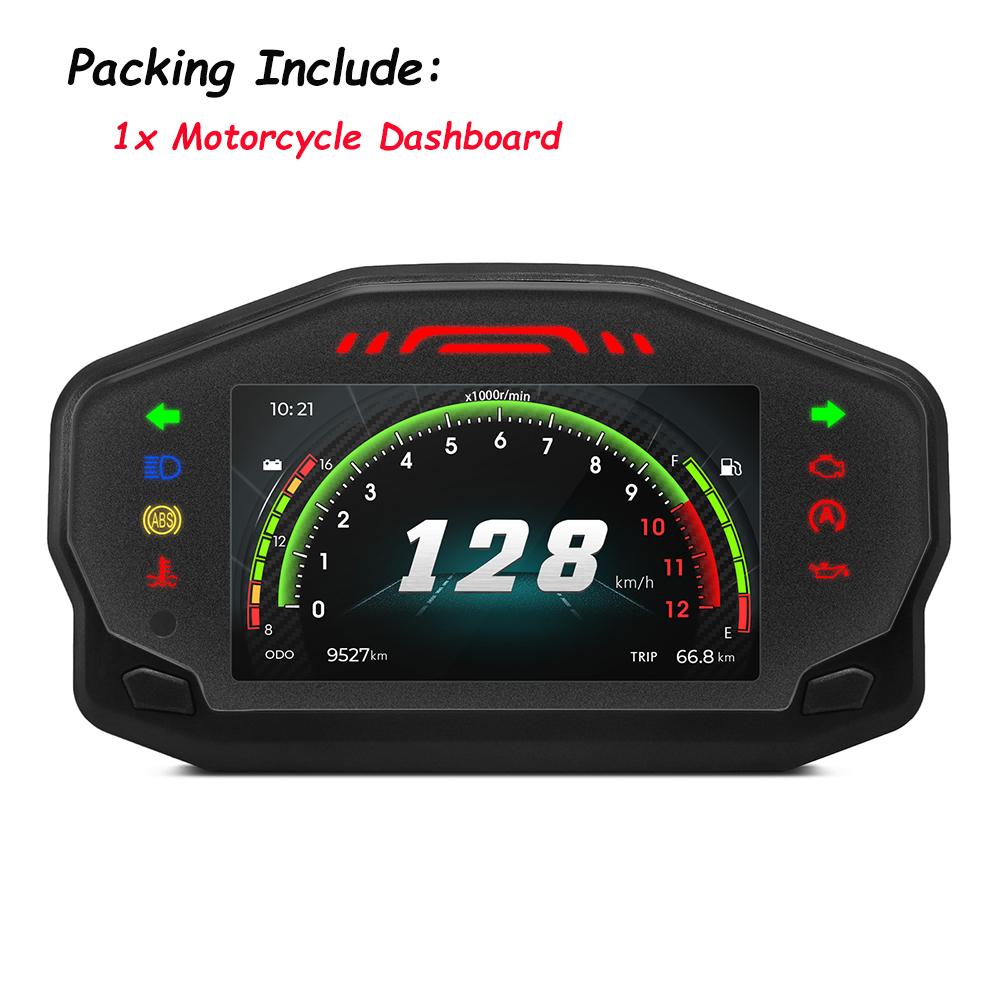 For 1,2,4 Cylinder 12V Motorcycle Universal LCD RPM Speedometer Digital Dash with Bluetooth-compatible Clock Oil Gauge Bracket