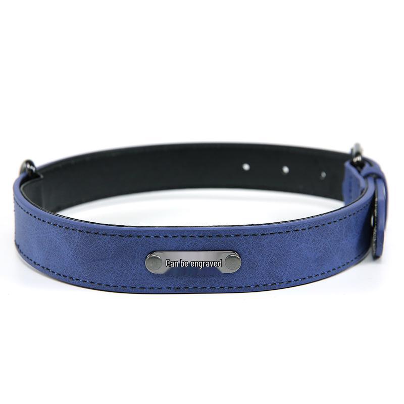 Engravable Microfiber Leather Dog Collar with Adjustable Anti-Lost Tag