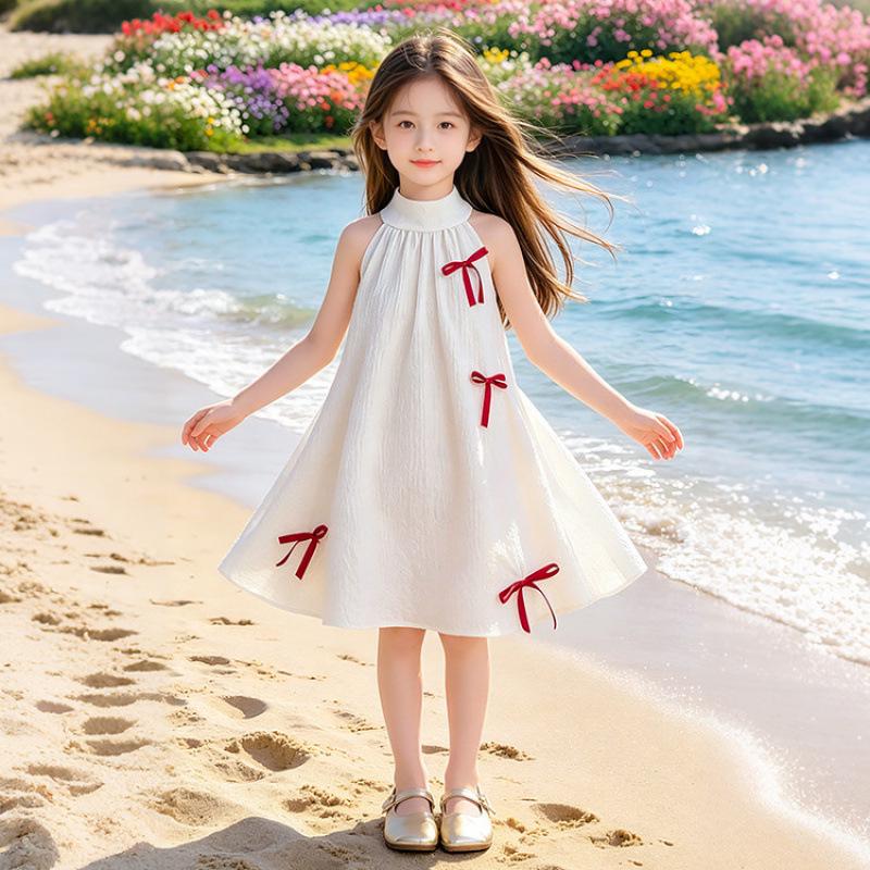 Girls  Summer 2026 Halter Neck Princess Dress - Beautiful Holiday Beachwear 160 cm