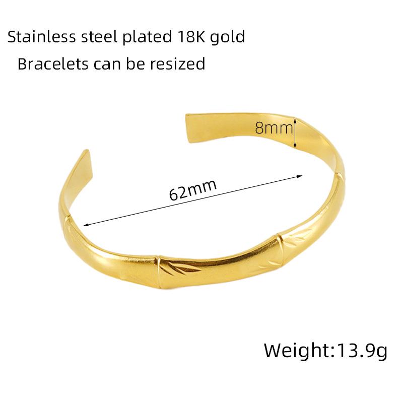 Retro Titanium Steel Adjustable C-Shaped Bangle - European & American INS Style Stainless Steel Women's Bracelet