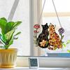 Creative Retro Style 2D Home Decorative Hanging Ornament Featuring Two Cats and Floral Elements with Mosaic Pattern for Wall Decoration