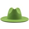 Woolen Top Hat European and American Fashion Fruit Green Plus Yellow Color Matching Hat Women's Flat-brimmed Jazz Hat CM