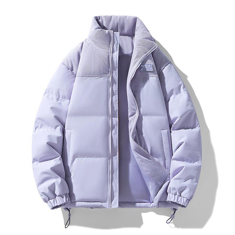 Winter new stand-up collar corduroy splicing cotton-padded clothes men's couple thickened windproof cotton clothes 