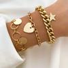 3PCS Fashion Thick Chain Link Bracelets for Women Vintage Snake Chain Gold Color Silver Color Bangles Bracelets Set Punk Jewelry