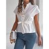 Camicie estive da donna Manica corta Chiffon Scollo a V Bottoni Elegante Cintura Camicia