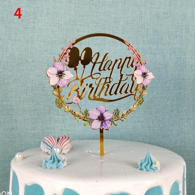 1pc Cake Decorations Happy Birthday Acrylic Cake Insert Toppers for Mitzvah Wedding Anniversary Cake Decor