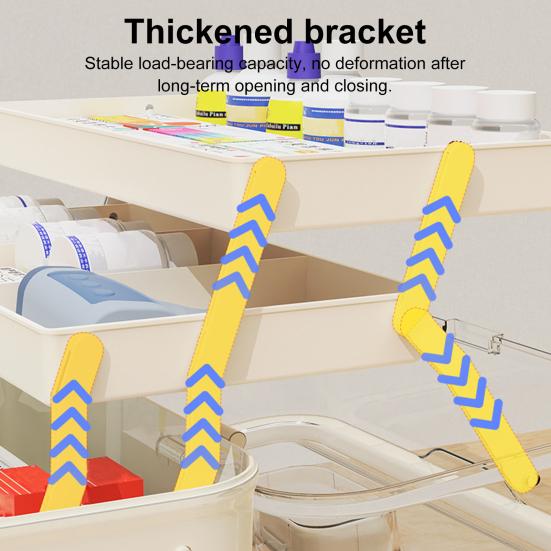 Medisinoppbevaringsboks med håndtak 3-lags design Stor kapasitet Gjennomsiktig lokk Bærbar medisinskooppbevaringsboks Pilleetui