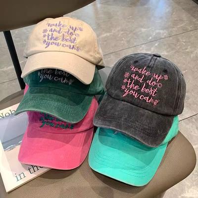 Ins Washed Letters Embroidery Baseball Cap Children Retro Do Old Duck Tongue Cap Summer Sun Hat Men