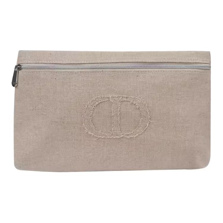 Dior Linen Solid Large Capacity Makeup Bag Linen Solid Color Large Capacity Makeup Bag