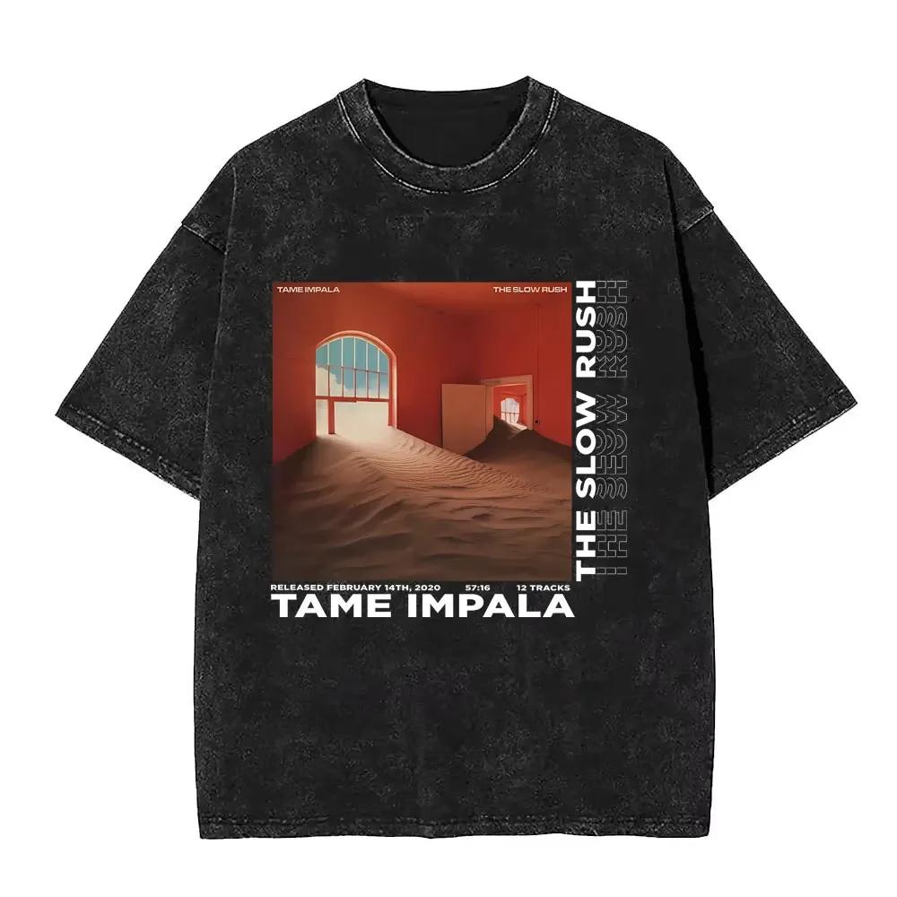Limited Washed Vintage Rock Band Tame Impala Deadbeat Graphic Tshirt Unisex Women Casual Oversized T Shirts Unisex Retro Streetwear