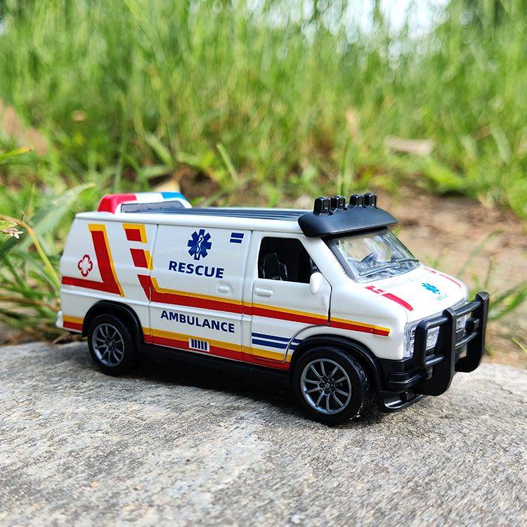 2026 Alloy Ambulance Rescue Van Pull Back Car Model Toy with Light  Sound, Simulation Emergency Vehicle Kids Educational Play Collection