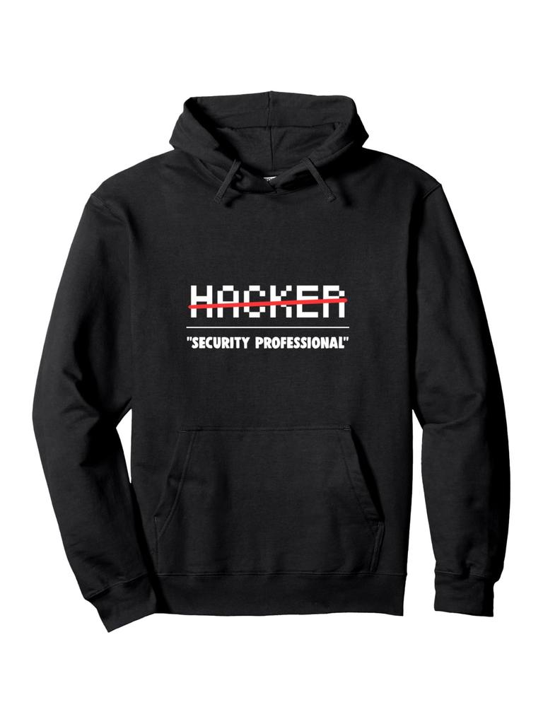 Unisex Black Hacker Hoodie Suitable for Tech & Cybersecurity Professionals - Security Slogan & Graphic Pullover with Front Pocket, Casual Cotton Blend