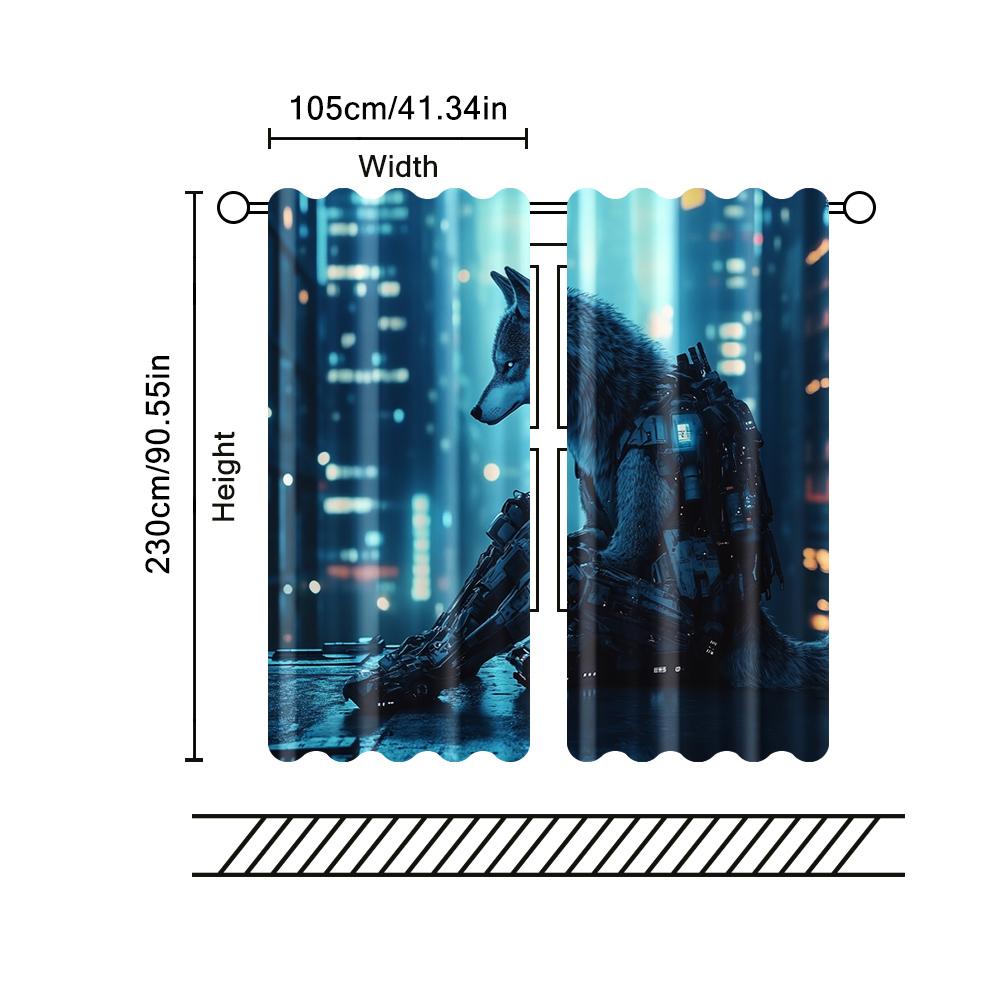 2 pcs   filtering curtains (excluding rods   non-movable   without batteries) A mechanical wolf. for use in bedrooms and living