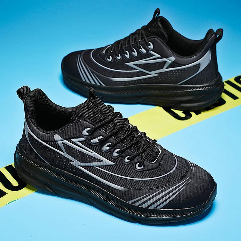 

Мужская обувь Легкие повседневные кроссовки Новые Марафонские Мягкая подошва Противоскользящие и Износостойкие Обувь для медленного бега на все сезоны 46 чёрный