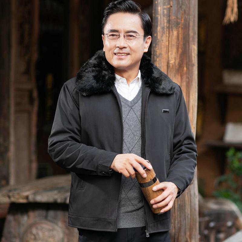 Men s Winter Fleece Jacket: Warm Cotton-Padded Coat for Middle-Aged and Elderly M