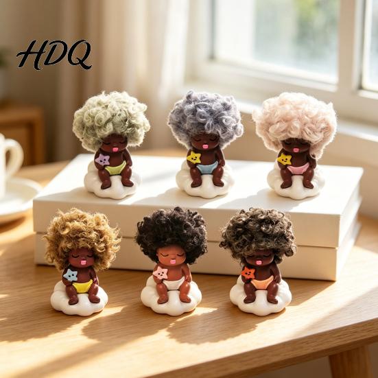 Reliable Companion Toy Mini Doll Figurine Small Resin Little Baby Desktop Warm Appearance Ornament for Car Dashboard Home Office Desk Shelf Decor