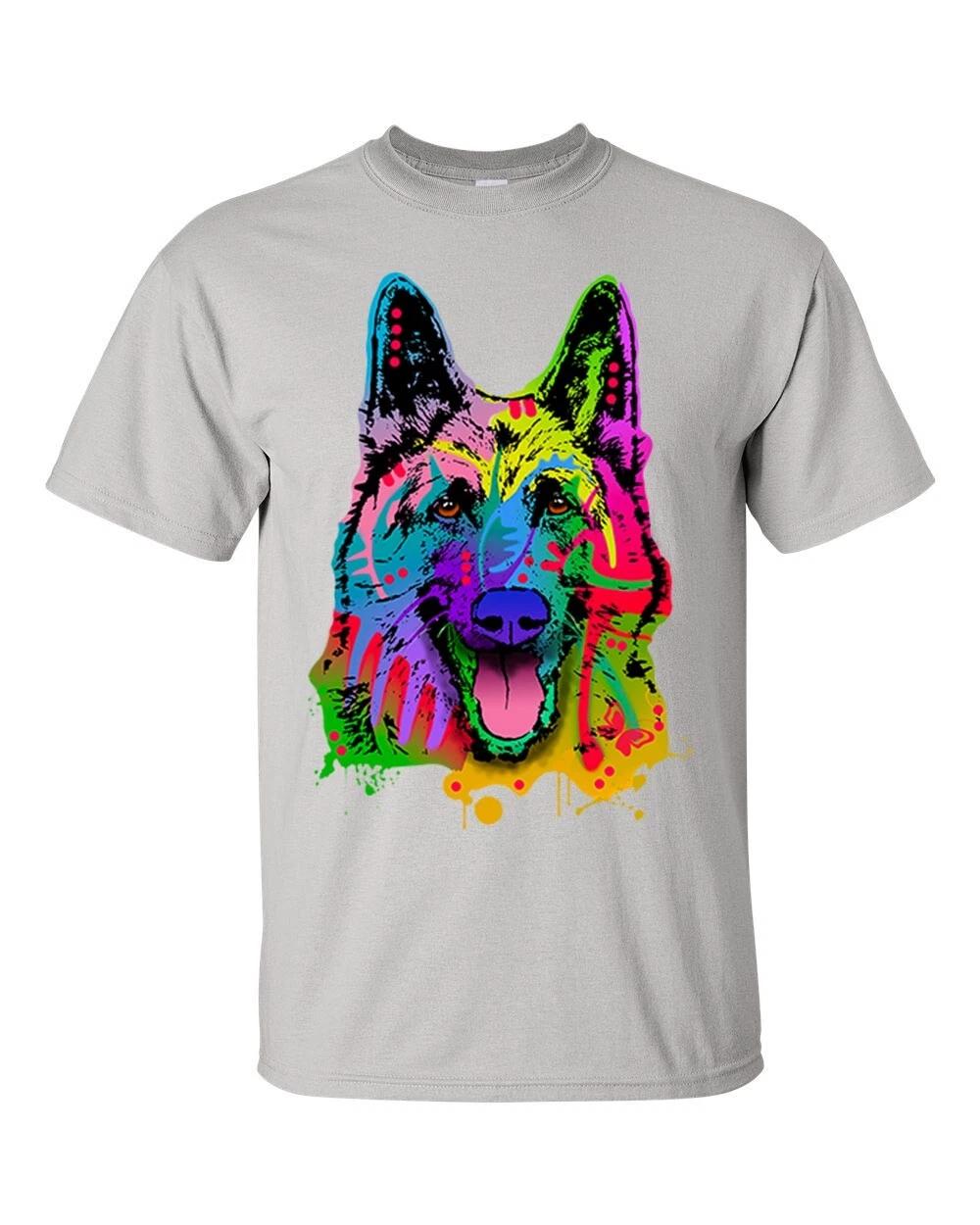 Unisex Neon Black Light Happy German Shepherd Short Sleeve T-Shirt XL