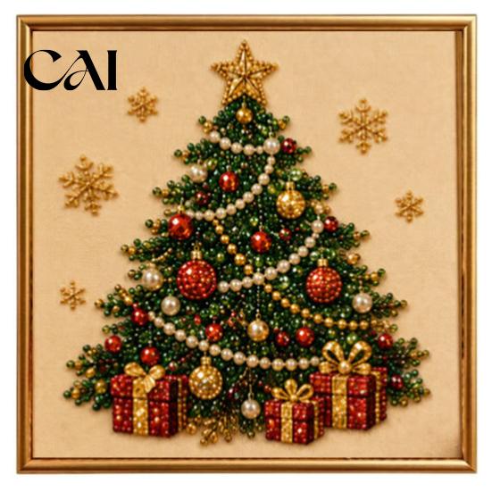 Holiday DIY Projects for Family Christmas Faux Pearl Painting Art Kit with Frame, Santa Decorative Wall Making Beads Craft Adults Beginner,
