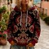 Retro Print Women's Hoodies European American Style Hoodie Women's Fashion Casual Sweatshirt Women's Clothes Top Pullover