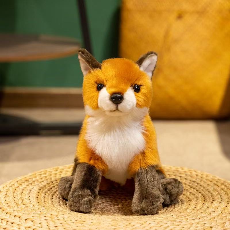 25cm Simulation New Sitting Fox Plush Toy Stuffed Plush Toy Figurine Cartoon Anime Cute Children's Birthday Gift Fun Doll