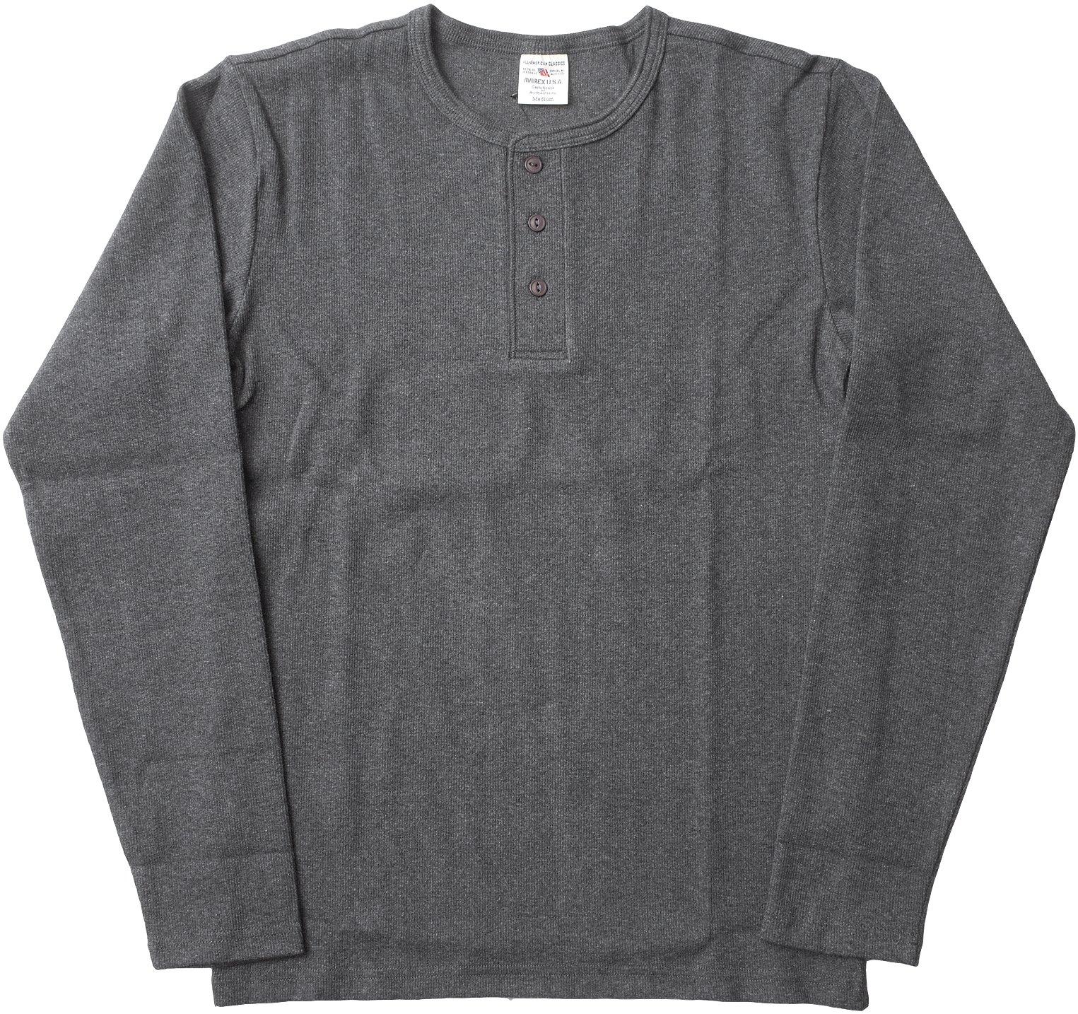 AVIREX Daily Henley Neck Long Sleeve Small Charcoal T-Shirt #6153482 (formerly #618875)