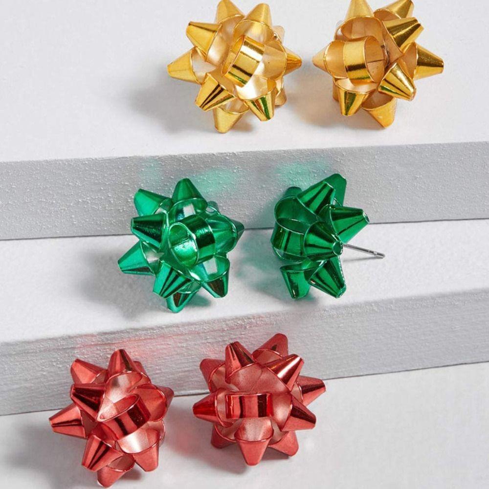 Star Ribbon Merry Christmas Earrings Snowflake Wrap Bow Stud Earrings  Party
