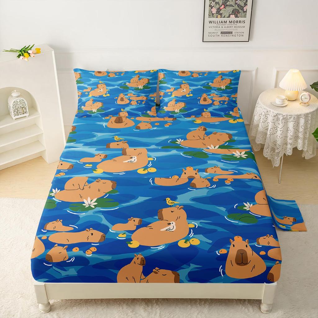 Forest Animal Fox Deer Bear Pattern Sheet Four-Piece Bedroom Room Dormitory Bedding Decoration