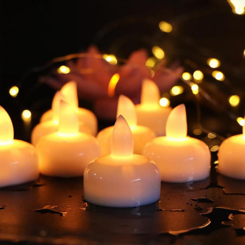 White Floating Candles LED Water Candles Floating Tea Lights 12 Pieces Water Activated Flickering Waterproof Tea Lights Table